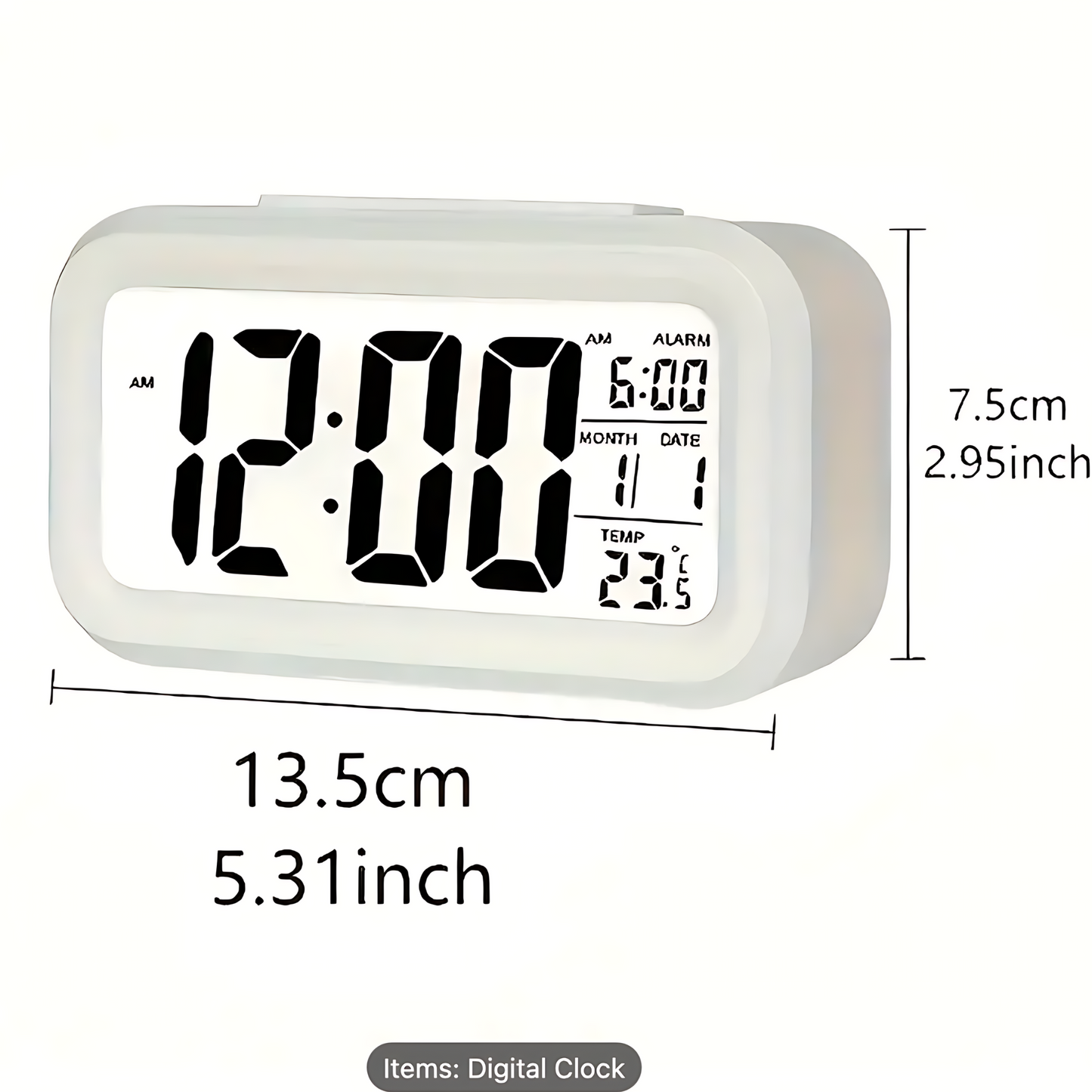 M78 Digital LED Clock | Temperature Sensor | Night Light Sensor | White